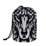Navy And White Wolf Print Drawstring Makeup Bag