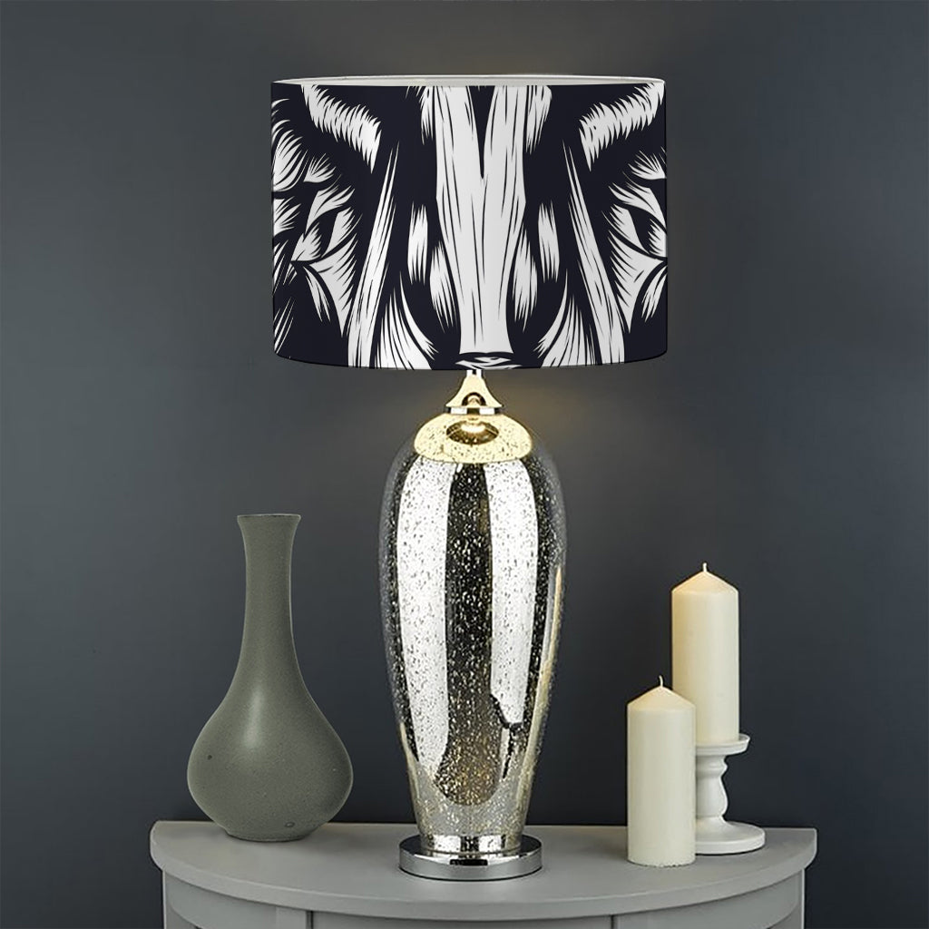 Navy And White Wolf Print Drum Lamp Shade