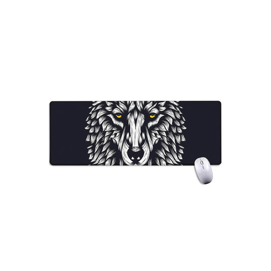 Navy And White Wolf Print Extended Mouse Pad