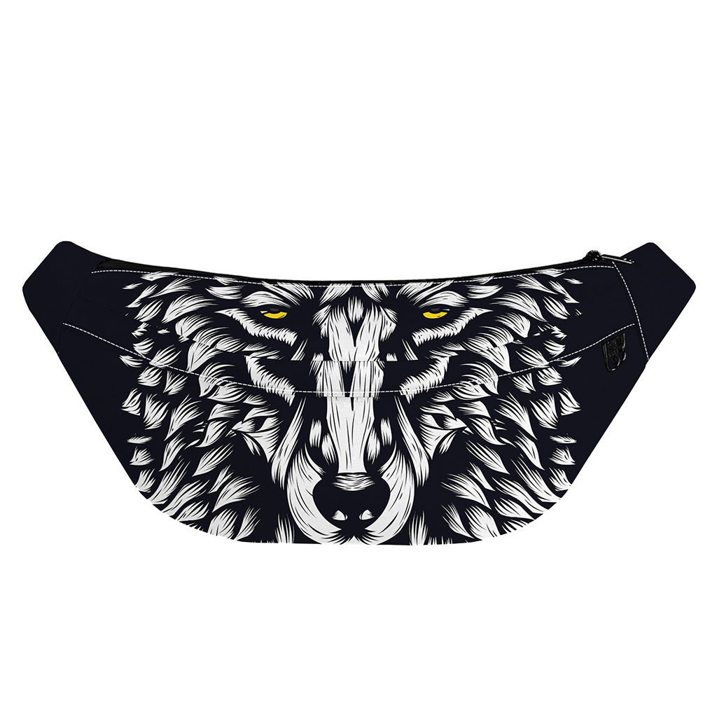 Navy And White Wolf Print Fanny Pack