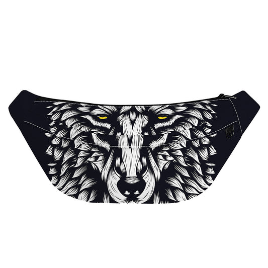 Navy And White Wolf Print Fanny Pack