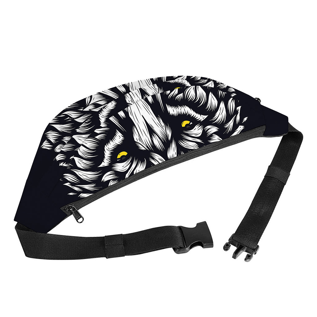 Navy And White Wolf Print Fanny Pack