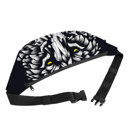Navy And White Wolf Print Fanny Pack