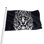Navy And White Wolf Print Flag