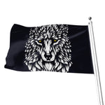 Navy And White Wolf Print Flag