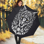 Navy And White Wolf Print Foldable Umbrella