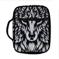 Navy And White Wolf Print Front Pocket Bible Bag