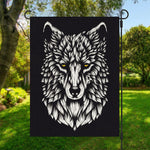 Navy And White Wolf Print Garden Flag