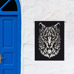 Navy And White Wolf Print Garden Flag