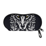 Navy And White Wolf Print Glasses Case