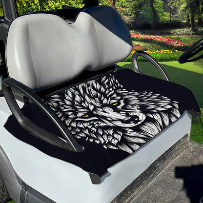 Navy And White Wolf Print Golf Cart Seat Cover