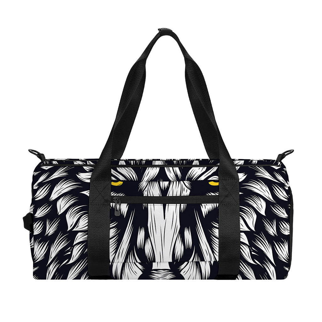 Navy And White Wolf Print Gym Bag