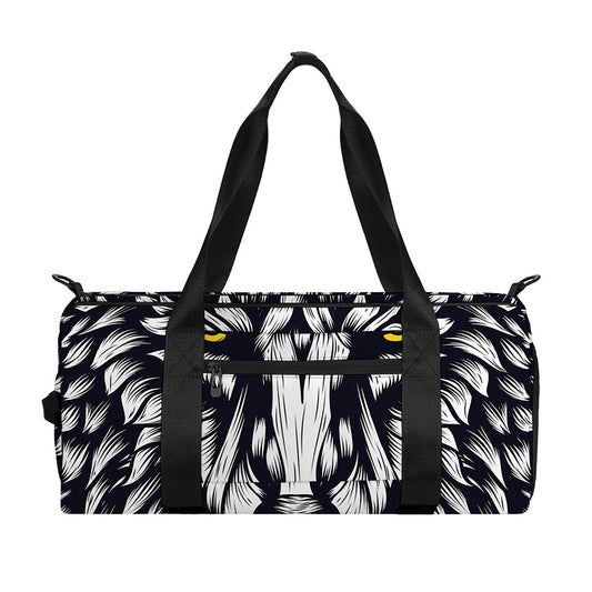 Navy And White Wolf Print Gym Bag