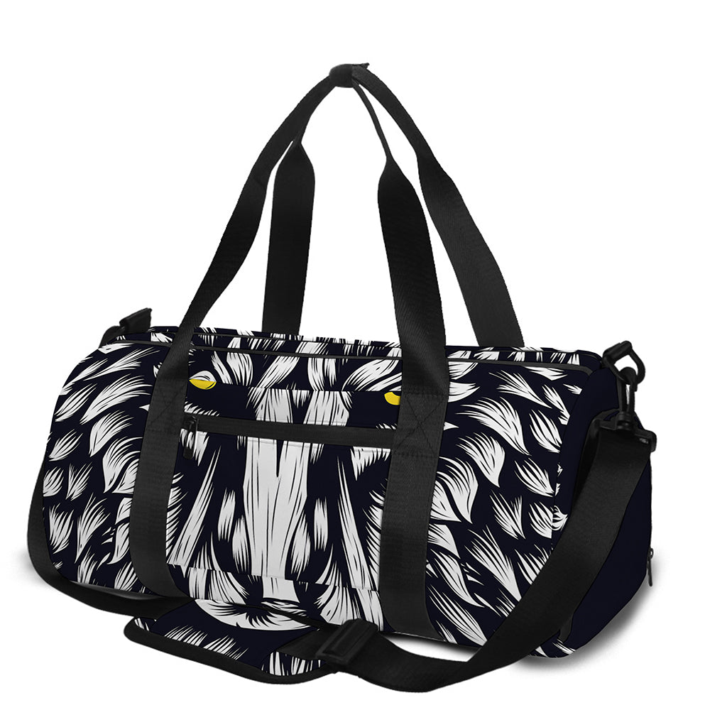 Navy And White Wolf Print Gym Bag