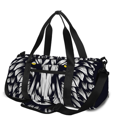 Navy And White Wolf Print Gym Bag