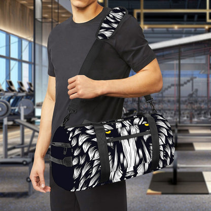 Navy And White Wolf Print Gym Bag