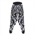 Navy And White Wolf Print Hammer Pants