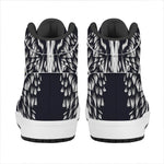 Navy And White Wolf Print High Top Leather Sneakers