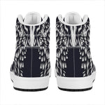 Navy And White Wolf Print High Top Leather Sneakers