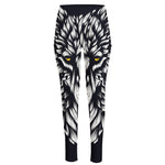 Navy And White Wolf Print High-Waisted Pocket Leggings