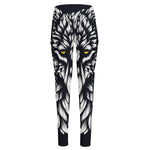 Navy And White Wolf Print High-Waisted Pocket Leggings