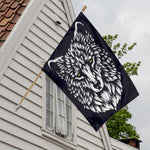 Navy And White Wolf Print House Flag