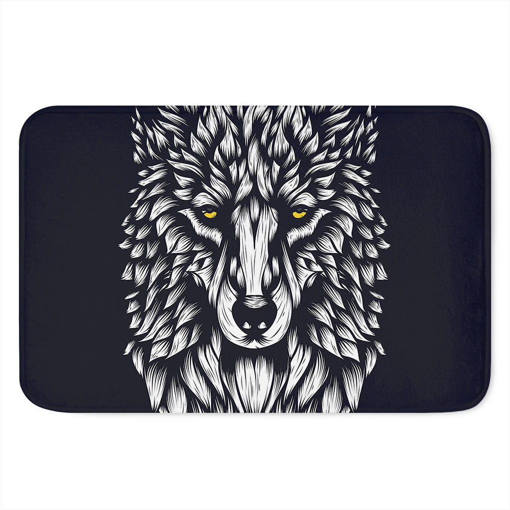 Navy And White Wolf Print Indoor Door Mat