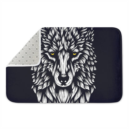 Navy And White Wolf Print Indoor Door Mat
