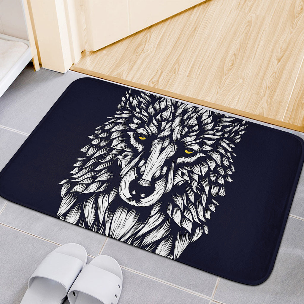 Navy And White Wolf Print Indoor Door Mat