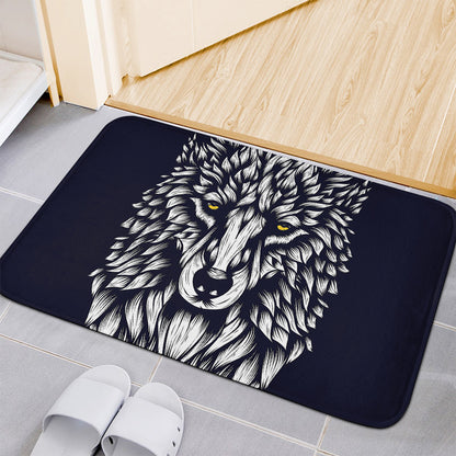 Navy And White Wolf Print Indoor Door Mat