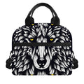 Navy And White Wolf Print Insulated Lunch Bag