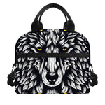 Navy And White Wolf Print Insulated Lunch Bag