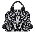 Navy And White Wolf Print Insulated Lunch Bag