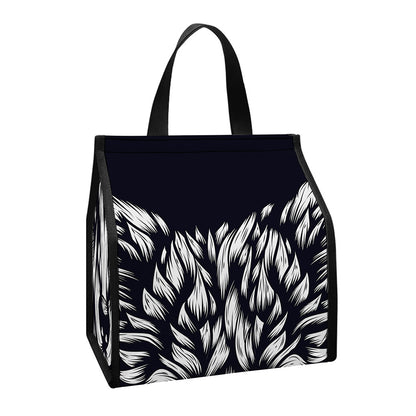 Navy And White Wolf Print Insulated Lunch Tote