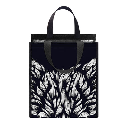 Navy And White Wolf Print Insulated Lunch Tote