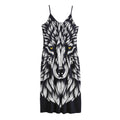 Navy And White Wolf Print Jersey Midi Cami Dress