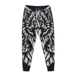 Navy And White Wolf Print Jogger Pants