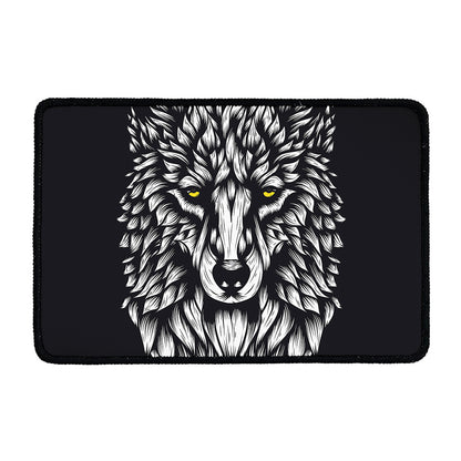 Navy And White Wolf Print Kitchen Mat