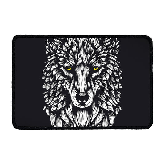 Navy And White Wolf Print Kitchen Mat