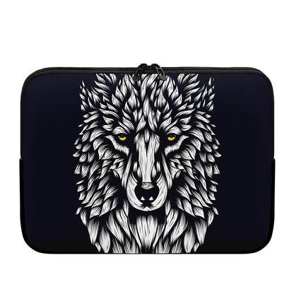 Navy And White Wolf Print Laptop Sleeve