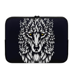Navy And White Wolf Print Laptop Sleeve