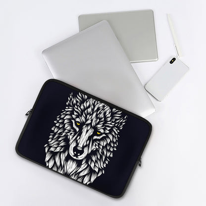 Navy And White Wolf Print Laptop Sleeve
