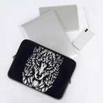 Navy And White Wolf Print Laptop Sleeve
