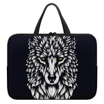 Navy And White Wolf Print Laptop Sleeve With Handle
