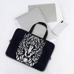 Navy And White Wolf Print Laptop Sleeve With Handle