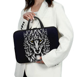 Navy And White Wolf Print Laptop Sleeve With Handle