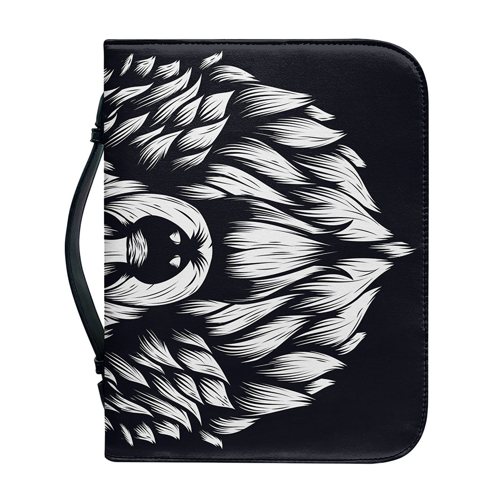 Navy And White Wolf Print Leather Bible Cover