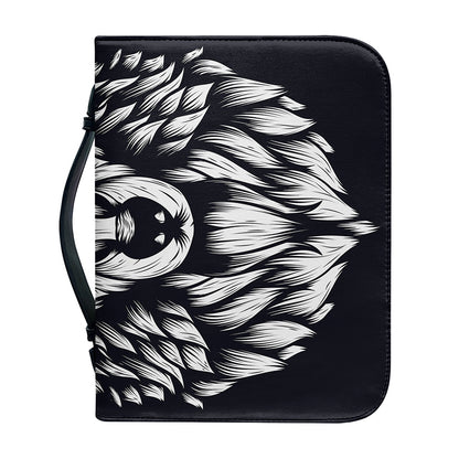 Navy And White Wolf Print Leather Bible Cover