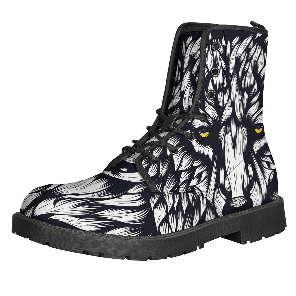 Navy And White Wolf Print Backpack