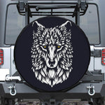 Navy And White Wolf Print Leather Spare Tire Cover